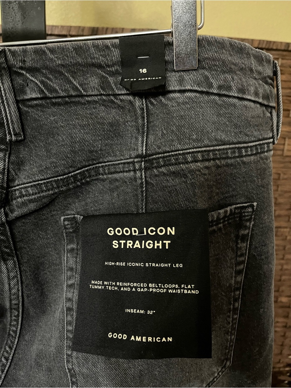 NEW Good American Good Icon Straight Crystal Black Jeans – Size 16 - Picture 6 of 11